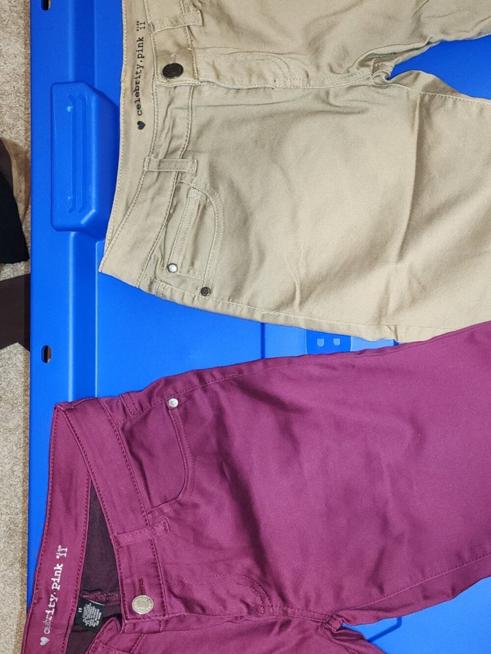 2 Celebrity Pink Pants Size 11 – Burgundy & Khaki Skinny Jeans Lot